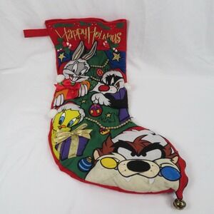 Rare! Giant Looney Tunes Christmas Stocking w/ Taz  Tweety Bugs Bunny Sylvester!